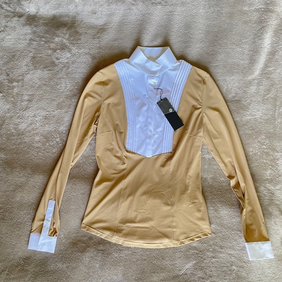 Cavalleria Toscana Tan equestrian show shirt perforated mesh - Picture 6 of 15